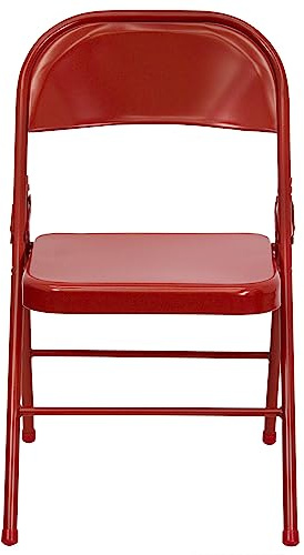 Flash Furniture HERCULES Series Triple Braced & Double Hinged Red Metal Folding Chair