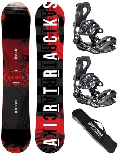 AIRTRACKS Snowboard Set - Tabla Eight Wide 150 - Fijaciones Master L - SB Bag