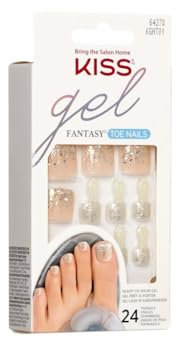 KISS Gel Fantasy Collection Glue-On Manicure Kit, Rush Hour, Medium Length Square Fake Nails Includes 28 False Nails, Nail Glue, Nail File, and Manicure Stick