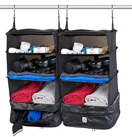 Xcase Hängeschrank: 2er-Set XL-Koffer-Organizer, Packwürfel zum Aufhängen, 30 x 64 x 30 cm (XXL Koffer Organizer, Wäsche für, Kleiderschrank)