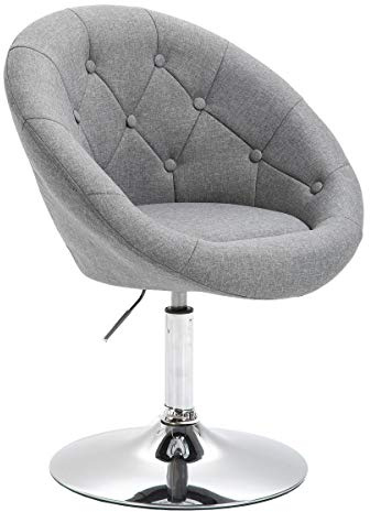 SVITA Havanna Cocktail-Sessel Lounge Clubsessel Drehsessel Retro Barhocker Stoff Grau