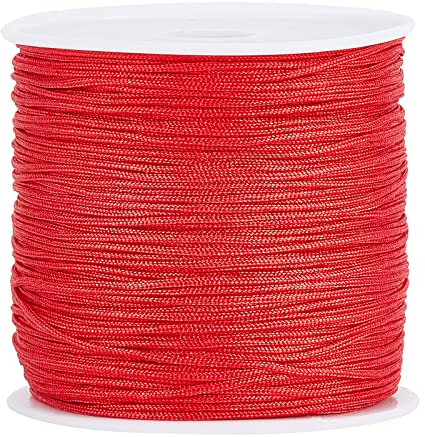PH PandaHall Hilo de nailon rojo de 0,8 mm para pulseras, hilo fino de cuentas para hacer joyas personalizadas, tejer, anudar, trenzar, hacer dijes de teléfono, manualidades