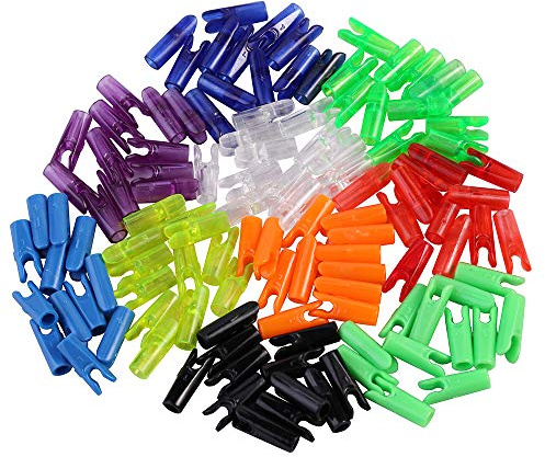 BICASTER 100PCS Arrow Pin Nocks Plastic for 3.2/4.2/6.2mm Shaft Archery Recurve Bows (Black, Size Large)