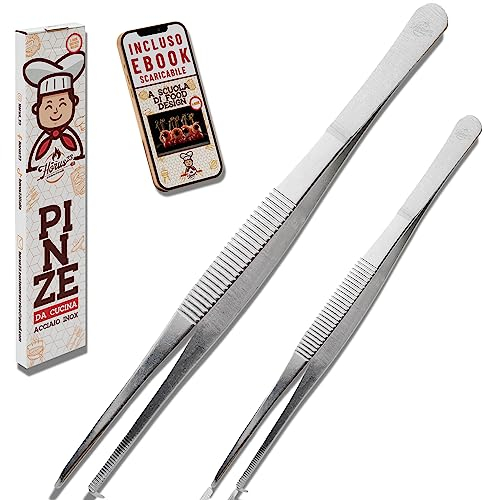 Horus23 Pinze da Cucina Professionali - Pinza Cucina per Barbecue e Impiattamento da 30 e 20 cm
