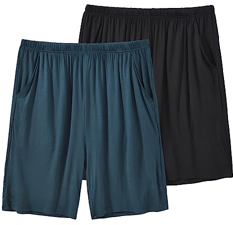 MoFiz Men's Pyjama Shorts Bottoms Ultra Soft Modal Lounge Wear Shorts with Pockets | Comfy Elastic Waist Drawstring PJ Shorts for Sleeping, Lounging, Workout, Jogging and Casual wear.