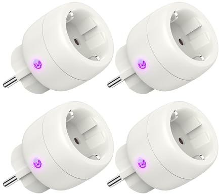 Presa WiFi compatibile con Alexa & Google Home, Smart Plug con misurazione della corrente, controllo app Smart Life, 3680 W, 16 A, 2,4 GHz, confezione da 4