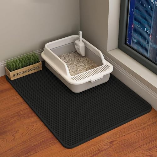 ERHAOG Tapis Litiere Chat - 75 x 55 cm Tapis de LitièRe pour Chat - Eva ImperméAble à Double Couche Contrôle Litière, Tapis Litiere pour Bac à LitièRe Chat et Toilette