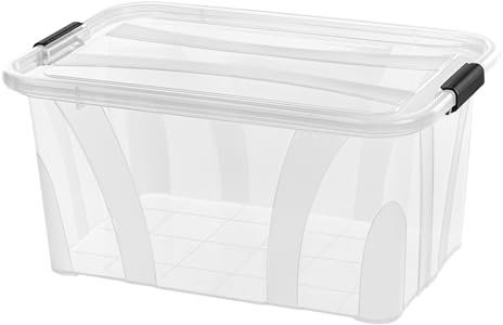 Aufbewahrungsboxen mit Deckel, 7L 14L 21L 32L 55L 80L Plastik Boxen Klickverschluss Stapelboxen 1er/3er Sets Lebensmittelecht Transparent Haushalt & HLKauf-Block (1er 14-Liter & 1x HLKauf-Block)