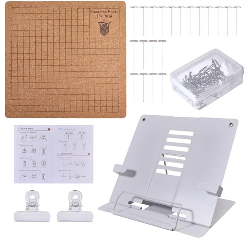 FREEBLOSS 8 tablas de macramé de 8 pulgadas y 50 alfileres con soporte ajustable, herramienta de tejido, accesorios para macramé, tabla de proyecto, herramientas de macramé para trenzar cordones y