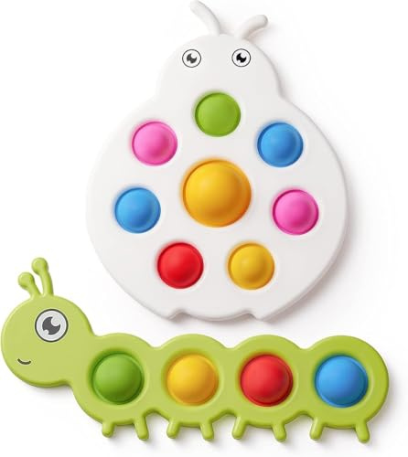 Fidget Popper, giocattoli sensoriali for bambini dai 10 mesi in su, giocattolo Montessori for bambini di 1, 2 e 3 anni, che spinge e fa scoppiare le bolle, stimola la motricità fine, giocattoli da via