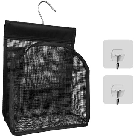 Sac à Pinces à Linge à Suspendre, Panier Pince à Linge, Organisateur D'épingles à Linge, Crochet De Suspension Simple pour Ranger Les Pinces à Linge, Sac à Linge pour La Maison et Le Jardin - Noir