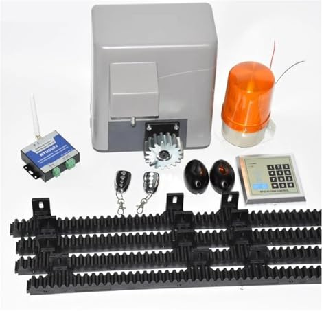CFWWSAQ Sliding Gate Opener, Electrical Automatic Sliding Gate Door Opener Motor 600kg 4 Keyfobs 5m/6m Racks 1 Keypad 1 Lamp 1 Sensor(Kit 4)