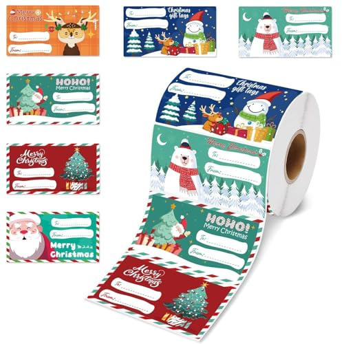 Xanthelle Autocollants Noël, 500 pièces Autocollants de Noël Autoadhésifs & Stickers de Noël pour Cadeaux, Autocollants Cadeaux Noël