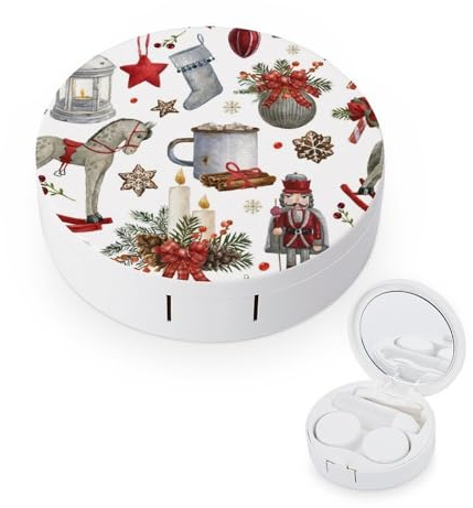 fkgvwo Contact Lens Case Christmas Contact Lens Box Travel Kit Portable for Travel & Home