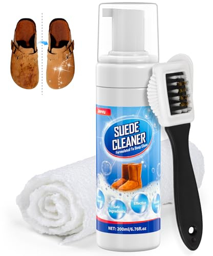 Jevvu Suede Shoe Cleaner, 200ml Suede Cleaner, Shoe Cleaner Kit Removes Dirt & Stain, Trainer Cleaner for Nubuck, Knit, Boots, Trainer, Sneaker