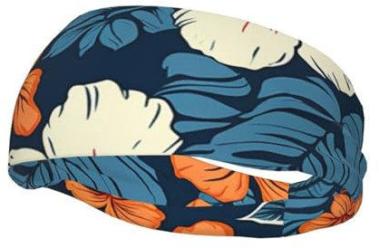 Bandeau de sport à fleurs hawaïennes pour homme et femme - Élastique et antidérapant - Pour cyclisme, randonnée, yoga, hockey sur glace