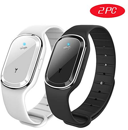 Bracelet Anti-Moustique Naturel Ultrasonique Bracelet Etanche Repoussant Insectes Ravageurs Ultrasound Outdoor Adult Kids,Black+White