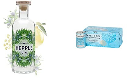 Hepple Gin, 70 cl & Fever-Tree Refreshingly Light Mediterranean Tonic Water 8 x 150ml (Pack of 3, Total 24 cans)