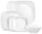 Corelle Cherish 16pc Dinnerware Set, Service for 4, 8 Plates 8 Bowls, Chip & Break Resistant, White Corelleware