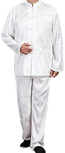YEMYIQZ Kung Fu Uniform for Men Shirt Suit Chinese Traditional Tang Hanfu Martial Arts Wing Chun Tai Chi Training Cloth Jacket Pants