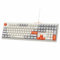MAMBASNAKE V300 108-Tasten-Gaming-Tastatur mit Kabel, gemischte Farbmembrantastatur mit RGB-Hintergrundbeleuchtung, Tastatur in voller Größe mit Multimedia-Tasten, US Layout– Weiß-Orange