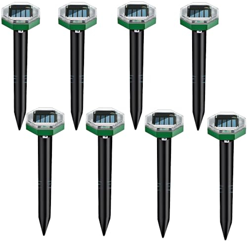 Dhqkqg Solar Maulwurfschreck, 8 Stück Ultrasonic Maulwurfschreck, Maulwurf Vertreiber, Maulwurfschrecks Solar zur Vertreibung von Maulwürfen, Eidechsenabwehr Mole Wühlmausabwehr Schlagenabwehr