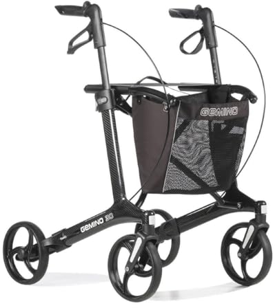 Gemino 30 Carbon Leichtgewichtsollator, nur 5,6 kg und bis 150kg belastbar, extra leichter Premium-Carbon-Rollator Körpergröße 150-200cm