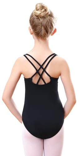 Kefiyis Body nero per ragazze, body da balletto, canotta, danza, ginnastica, abbigliamento da danza per 3-13 anni, Nero , 120