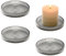 YoHyien 4 Stück Kerzenteller Glas 9 cm, Transparent Kerzenuntersetzer für Stumpenkerzen, Kerzen Untersetzer Rund Glas für Party Dekoration, Hochzeit, Weihnachten, Spa, und Geschenke (Grau)