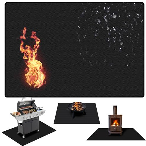 PELLOR Fire Pit Mat 1800℉ Heat Proof 100 * 150 cm Thicken Protective Fireplace Mat for Decking, Grass, BBQ, Grill, Floor, Patio, Backyard, Camping