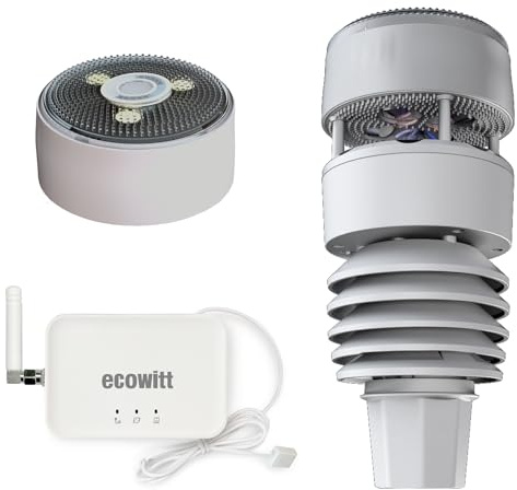 ECOWITT väderstation GW3001, 7-i-1 trådlös trädgårdsväderstation med utomhusgivare WS90 och hem 3-i-1 WiFi/trådbunden hubb-gateway GW3000 med SD-kortport,Väderassistent 868MHZ