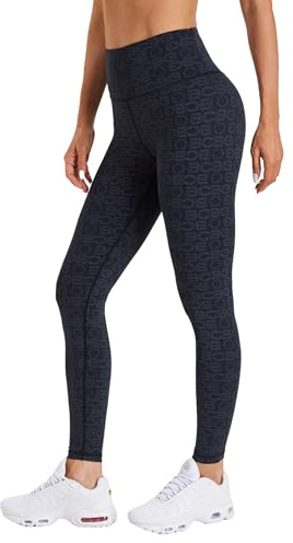 Flatik Legging de sport opaque pour femme - Pantalon de fitness - Legging de course, Impression noire., XXL