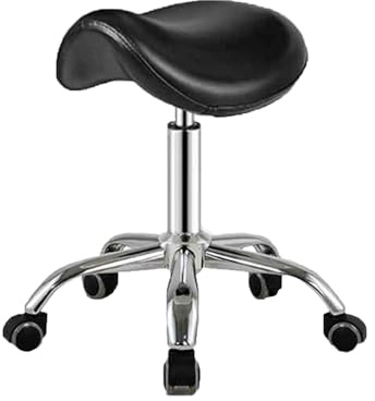Sadelpall, Flyttbar Snurrpall, Höjdjusterbar Sadelstol, For Hem/kontor/skönhetssalong/barbersalong, Belastning 150 Kg(Black)