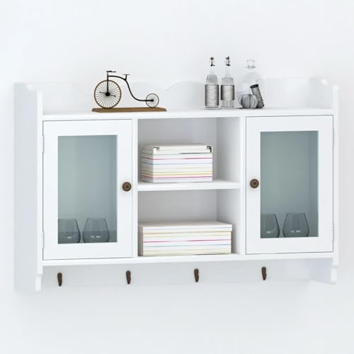 Armadio pensile MDF bianco per CD, scaffale moderno per libri e soggiorno, ufficio