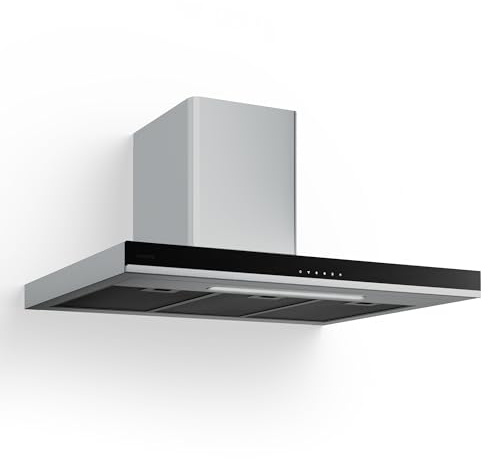 Klarstein Verosteel Cappa Aspirante 90 cm - Cappa a Parete, 881,6 m³/h, Touch, LED, Classe A++, Filtro Lavabile & Carbone, Acciaio Inox, Silenziosa, Design Minimalista