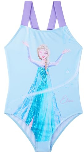 Disney Frozen | Moana | Little Mermaid Bañador Niña, Traje de Baño Infantil Una Pieza con Tirantes Ajustables, Ropa de Baño para Playa Piscina, Verano Regalo Niña