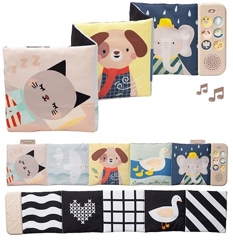 Taf Toys Newborn Soothing Book Baby Sound Books with Animal & Nature Sounds - Musical Toys for Toddlers 1-3 - Sensory & Calming for Tummy Time, pram, Stroller Ideal Gifts for 0-1 Year Old Boys Girls