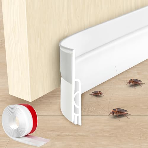 HAGOT Burlete Puerta Entrada, Burlete Bajo Autoadhesivo para Insonorización, Corrientes, Prueba, Polvo, Rápido y Sencillo, 100x5cm (Blanco)