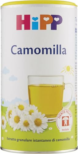 HiPP - Tisana alla Camomilla Solubile, Estratto Granulare Istantaneo di Camomilla, con Isomaltulosio, Sapore Delicato, Protegge i Denti, 1 Confezione da 200 gr, Per Bambini e Adulti, Senza Glutine