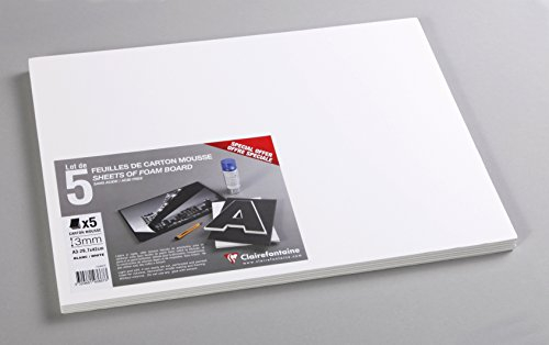 Clairefontaine 193667C - Confezione di Carton Mousse 5 fogli 29,7x42 cm, spessore 3 mm, Bianco