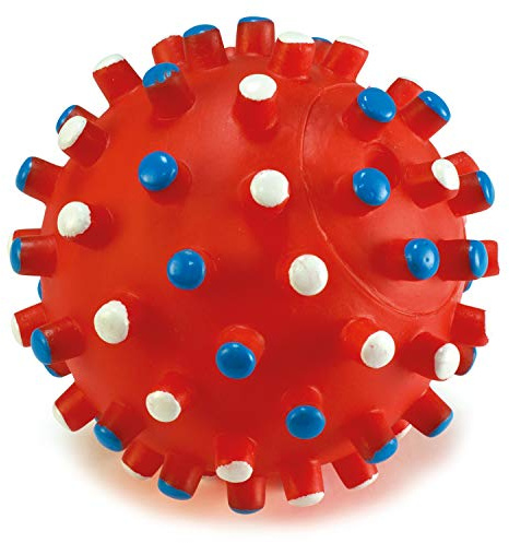 Arquivet Balle Rouge médiators Peints Blanc et Bleu - Jouets balles Chiens - 12 cm
