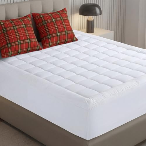 Utopia Bedding Coprimaterasso completo, trapuntato con angoli di alta qualità, con tasca profonda, si estende fino a 40 cm, soffice coprimaterasso (137 x 190 cm, bianco)