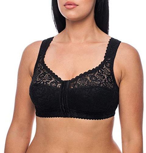frugue Front Fastening Non Wired Wireless Support Bra Black 42 E