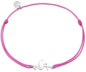 GLANZSTÜCKE MÜNCHEN Damen-Textilarmband pink Flamingo Sterling Silber 15-22 cm - Armbändchen Armband mit Anhänger Stoffbändchen Armkettchen Textil