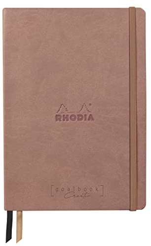 RHODIA 194444C - Bullet Journal Goalbook Creation Rosewood - A5 - Size: 14.8 x 21 cm - Dotted - 160 pages Maya Black 120 g/m² paper - Leatherette cover
