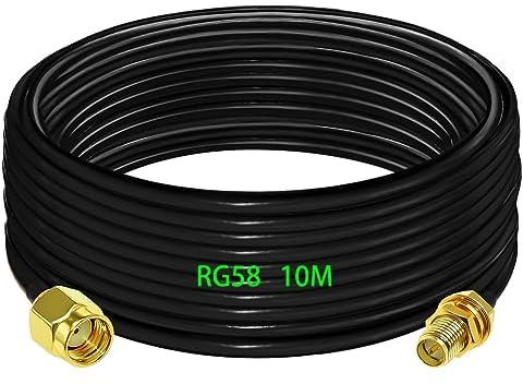 GTIWUNG RP SMA-Stecker auf Buchse 10 Meter Antenne Koaxial-Verlängerungskabel RG58 SMA-Kabel 50 Ohm für HF-Radio/WiFi-Antenne/GPS Niedrig verlorenes Antennen-Koaxialkabel