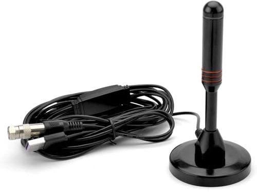 DVB-T2 Antenne - Digitale Zimmerantenne für Fernseher, Antenne mit Verstärker, 360 Grad Empfang - Mit Magnetfuß - 5 Meter Kabel, Unterstützt 4K HD-Kanäle & Alle TV-Geräte