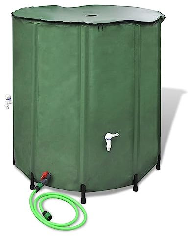 ShCuShan Slimline Garden Water Butt Rain Tank Kit With Stand & Tap Garden Waterbutt Barrel Rain Water Collector,Collapsible Rain Water Tank 500 L