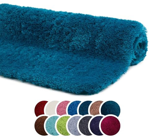 liebling Superior Badteppich mit Anti-Rutsch-Beschichtung, 100% Polyester (Mikrofaser), 60 x 100 cm, 30 Grad waschbar, Fußbodenheizung geeignet, Farbe: Petrol