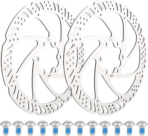 2 Stück Scheibenbremse Fahrrad Bremsscheibe 160mm Bremsscheibe 6 Loch,Edelstahl Fahrrad Scheibenbremse Set mit 12 Schrauben für Mountainbike Rennrad